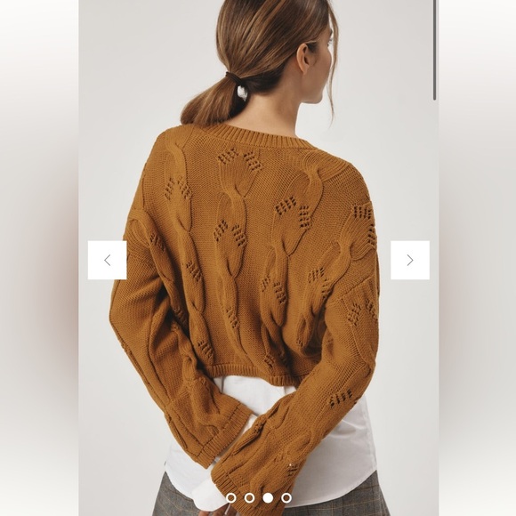 Anthropologie Pilcro Cable Twofer Crewneck Layered Sweater in Copper Size Medium - Picture 2 of 13